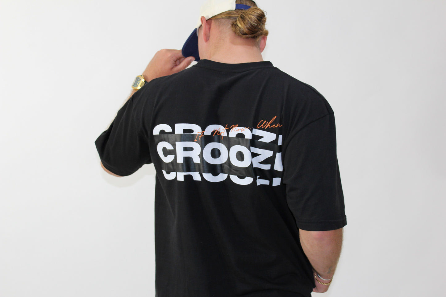 'Croozi Croozi Croozi' Black Boxy Tee